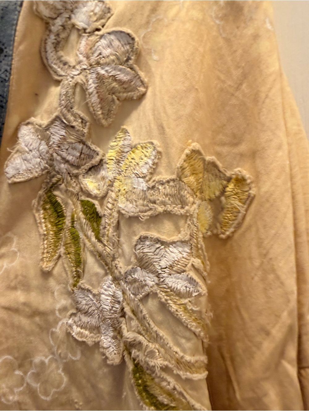 Embroidered Pale Yellow Open-Front duster with Blue Trim free people like - Picture 6 of 13